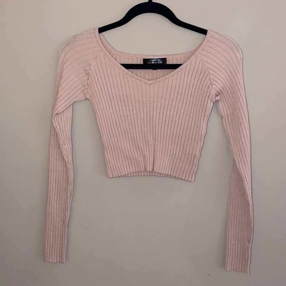 Ribbed Cropped V-neck